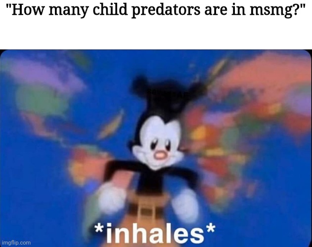 inhaling Yako | "How many child predators are in msmg?" | image tagged in inhaling yako | made w/ Imgflip meme maker