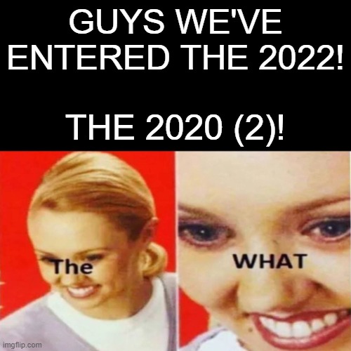 2020 part 2? I hope not! | GUYS WE'VE ENTERED THE 2022! THE 2020 (2)! | image tagged in the what | made w/ Imgflip meme maker