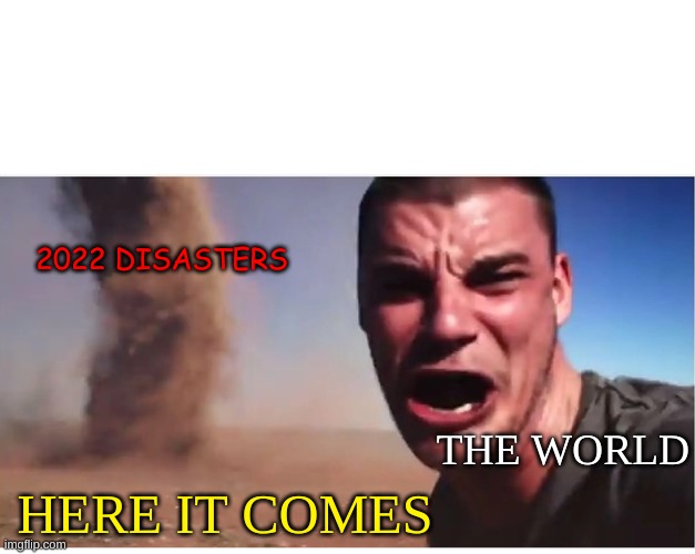 Happy New Year, BRING ON THE CHAOS!!! |  2022 DISASTERS; THE WORLD; HERE IT COMES | image tagged in here it come meme | made w/ Imgflip meme maker