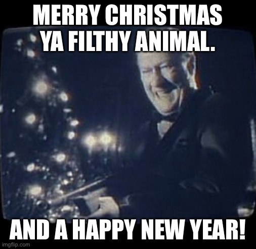 merry christmas you filthy animal | MERRY CHRISTMAS YA FILTHY ANIMAL. AND A HAPPY NEW YEAR! | image tagged in merry christmas you filthy animal | made w/ Imgflip meme maker