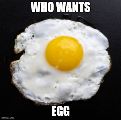 Eggs | WHO WANTS; EGG | image tagged in eggs | made w/ Imgflip meme maker