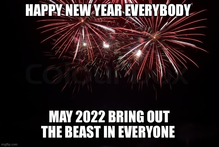 Happy New Year | HAPPY NEW YEAR EVERYBODY; MAY 2022 BRING OUT THE BEAST IN EVERYONE | image tagged in happy new year | made w/ Imgflip meme maker