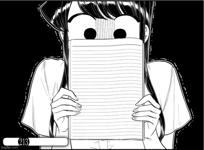komi-san holding a notebook | image tagged in anime,anime meme | made w/ Imgflip meme maker