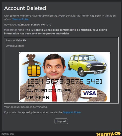 Roblox Fake ID Latest Memes - Imgflip