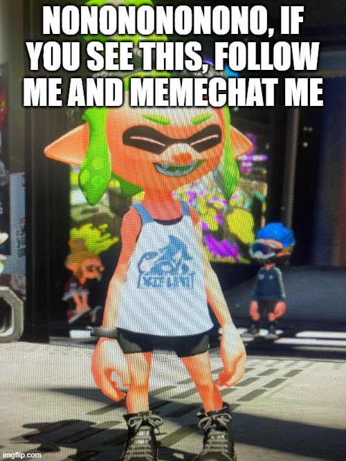 This is so i can chat with a friend | NONONONONONO, IF YOU SEE THIS, FOLLOW ME AND MEMECHAT ME | image tagged in legendthainkling's temp | made w/ Imgflip meme maker