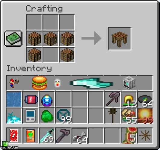Crafting table | image tagged in cursed image | made w/ Imgflip meme maker