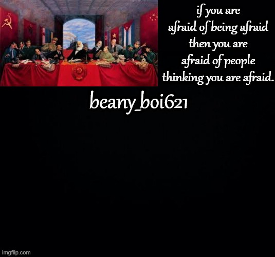 Communist beany (dark mode) | image tagged in communist beany dark mode | made w/ Imgflip meme maker