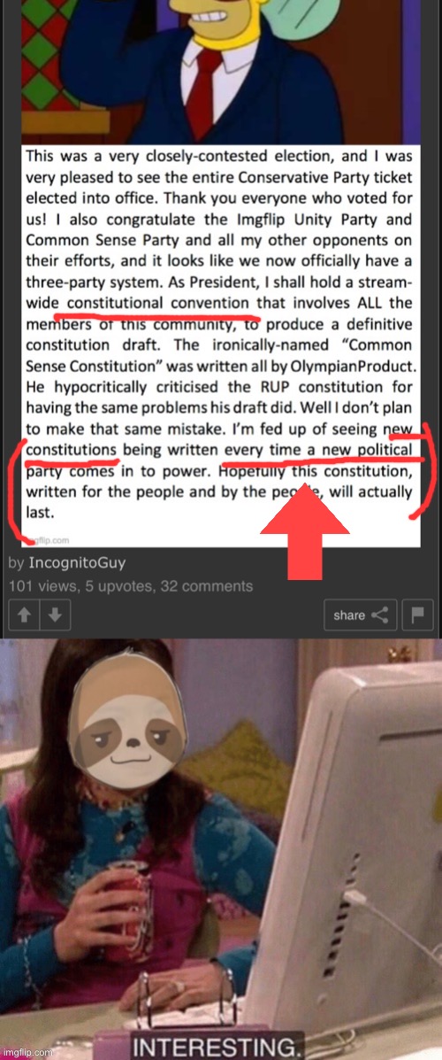 IG’s solution to new constitutions being passed every time a new Party takes office is… to pass a new constitution now he’s in. | image tagged in i,g,is,still,a,hypocrite | made w/ Imgflip meme maker