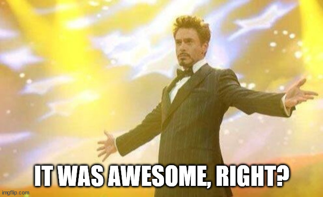 When You Nail It | IT WAS AWESOME, RIGHT? | image tagged in when you nail it | made w/ Imgflip meme maker