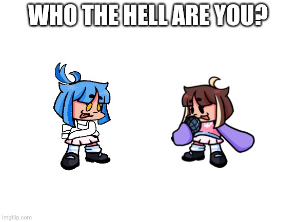 QT meets Qtroo | WHO THE HELL ARE YOU? | image tagged in qt,qtroo,friday night funkin | made w/ Imgflip meme maker