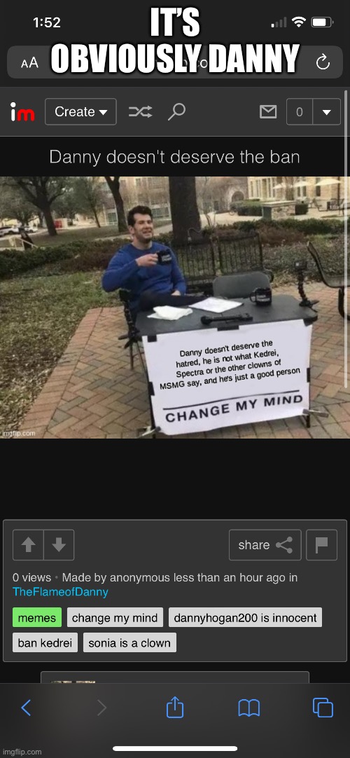 IT’S OBVIOUSLY DANNY | made w/ Imgflip meme maker