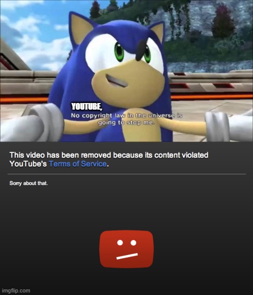 YOUTUBE, | image tagged in no copyright law | made w/ Imgflip meme maker