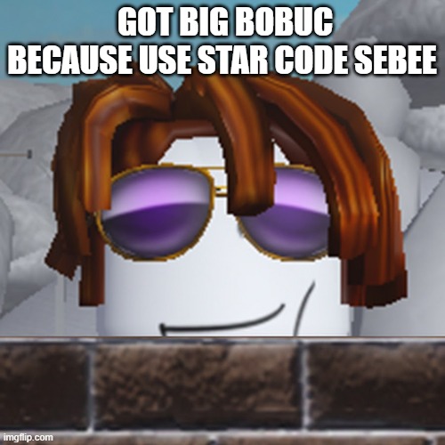 GREAT | GOT BIG BOBUC BECAUSE USE STAR CODE SEBEE | image tagged in great | made w/ Imgflip meme maker