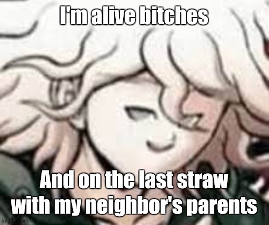 did I miss anything | I'm alive bitches; And on the last straw with my neighbor's parents | image tagged in e | made w/ Imgflip meme maker