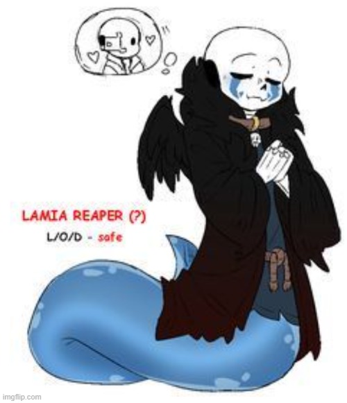Lamia!Reaper | image tagged in geno's not gonna like this | made w/ Imgflip meme maker