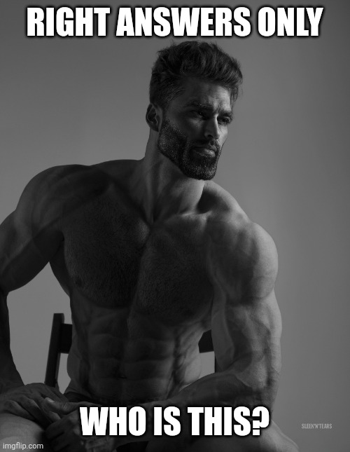 Giga Chad | RIGHT ANSWERS ONLY; WHO IS THIS? | image tagged in giga chad | made w/ Imgflip meme maker