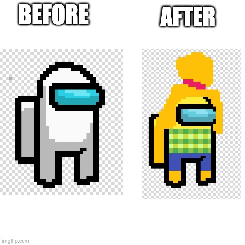 Among Us Isabelle (Comment Who's Next) | BEFORE; AFTER | image tagged in among us | made w/ Imgflip meme maker
