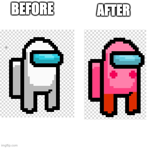 Among Us Kirby (Comment Who's Next) | BEFORE; AFTER | image tagged in among us,kirby | made w/ Imgflip meme maker