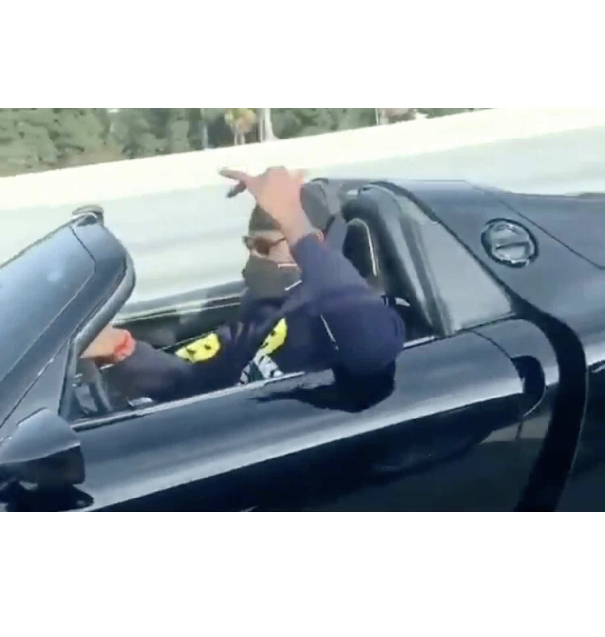 Lebron James wearing a mask in his car Blank Meme Template
