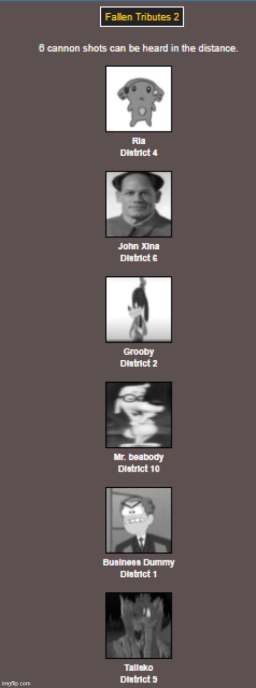 fallen tributes 2 R.i.p | made w/ Imgflip meme maker