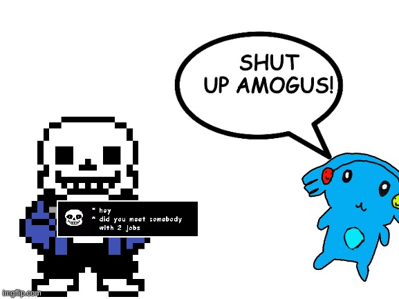 The first Ria Comic | SHUT UP AMOGUS! | image tagged in blank white template,ria comics | made w/ Imgflip meme maker