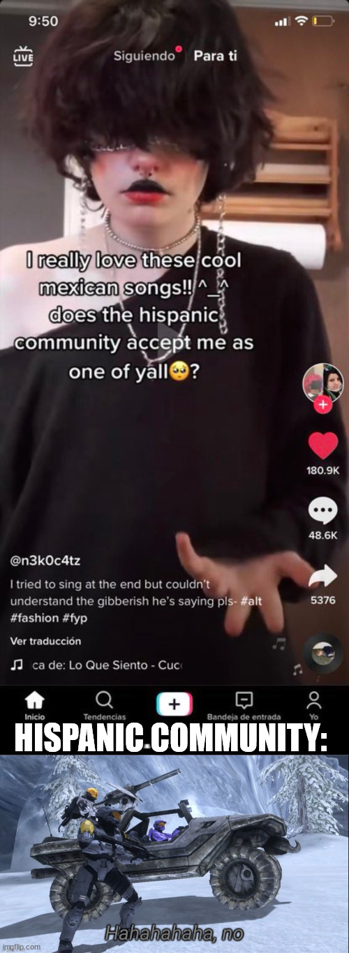 HISPANIC COMMUNITY: | image tagged in haha no | made w/ Imgflip meme maker