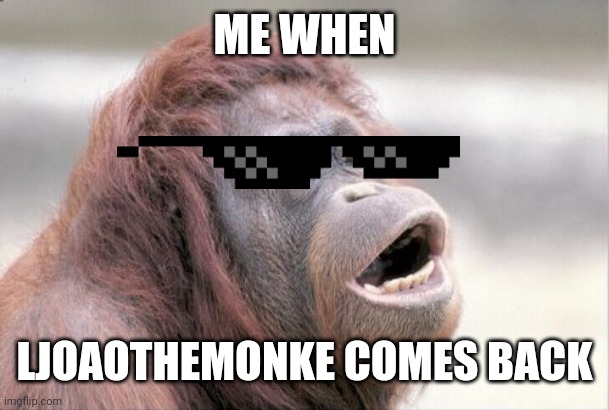 LJOAOTHEMONKE IS BACK FOR BANANAS | ME WHEN; LJOAOTHEMONKE COMES BACK | image tagged in memes,monkey ooh,banana | made w/ Imgflip meme maker