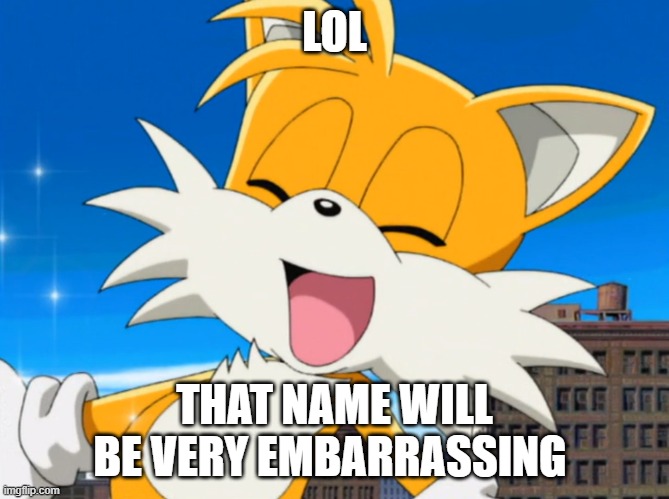 LOL THAT NAME WILL BE VERY EMBARRASSING | made w/ Imgflip meme maker
