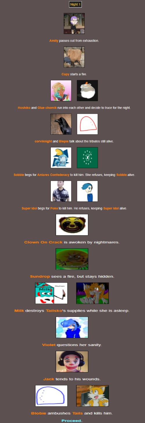 Night 1 | image tagged in hunger games | made w/ Imgflip meme maker