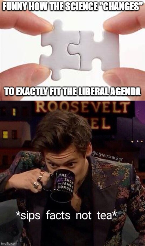 posted a similar version in #politics | FUNNY HOW THE SCIENCE "CHANGES"; TO EXACTLY FIT THE LIBERAL AGENDA | image tagged in perfect match | made w/ Imgflip meme maker