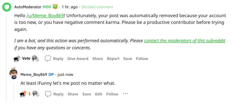 High Quality redditor giving heat to the AutoModerator bot Blank Meme Template