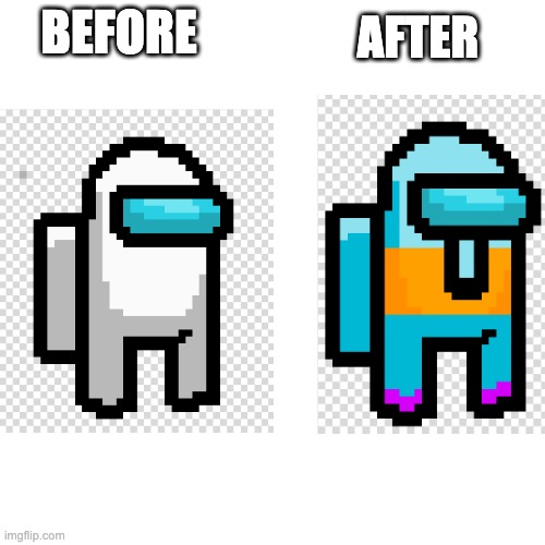 Among Us Squidward (Comment Who's Next) | BEFORE; AFTER | image tagged in among us,squidward | made w/ Imgflip meme maker