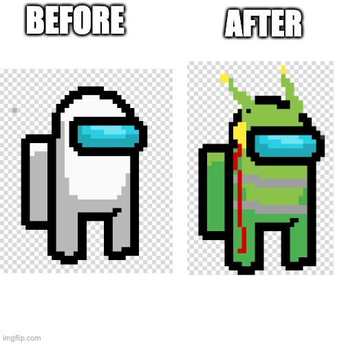 Among Us Mega Rayquaza (Comment Who's Next) | BEFORE; AFTER | image tagged in among us | made w/ Imgflip meme maker