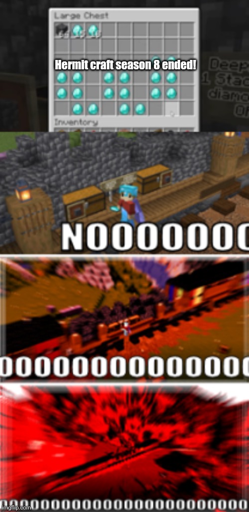 It happened so fast |  Hermit craft season 8 ended! | image tagged in grian saying no,hermitcraft,season 8 | made w/ Imgflip meme maker