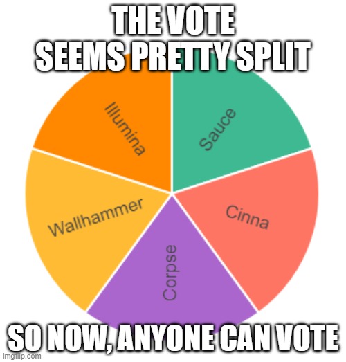 https://strawpoll.com/bpvkg9zeu | THE VOTE SEEMS PRETTY SPLIT; SO NOW, ANYONE CAN VOTE | made w/ Imgflip meme maker