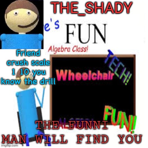 Shady’s dave temp | Friend crush scale 1 10 you know the drill | image tagged in shady s dave temp | made w/ Imgflip meme maker