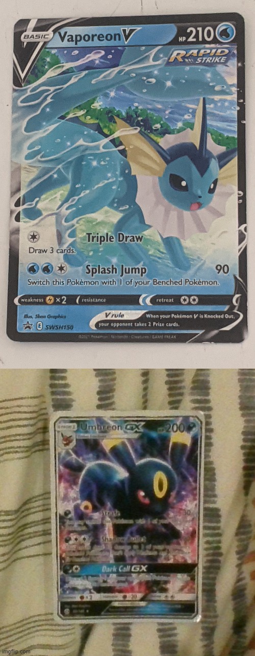 My favourite pokemon cards | image tagged in vaporeon,umbreon,pokemon cards | made w/ Imgflip meme maker