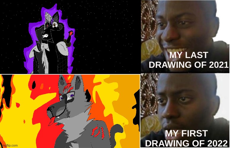 :3 my fursonas. why did the first one of 2022 have to be engulfed in flames... |  MY LAST DRAWING OF 2021; MY FIRST DRAWING OF 2022 | image tagged in fursona,oc,art,digital art,furry | made w/ Imgflip meme maker