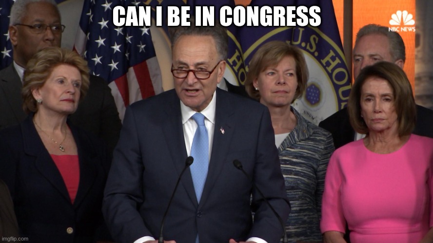 Democrat congressmen | CAN I BE IN CONGRESS | image tagged in democrat congressmen | made w/ Imgflip meme maker