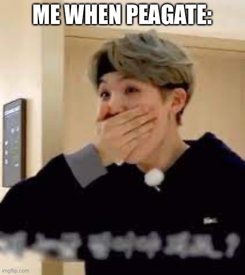 Lol | ME WHEN PEAGATE: | image tagged in surprised suga | made w/ Imgflip meme maker
