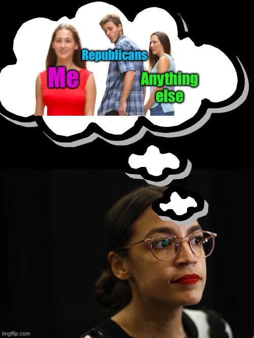 When you think your critics are sexually frustrated | image tagged in thinking,aoc | made w/ Imgflip meme maker