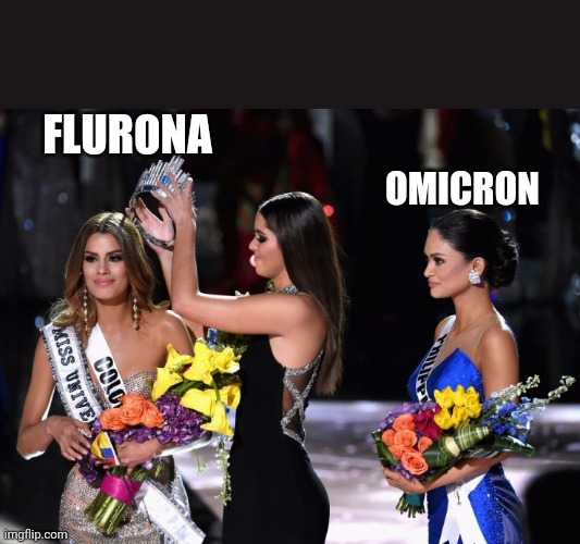 Miss Universe | FLURONA; OMICRON | image tagged in miss universe | made w/ Imgflip meme maker