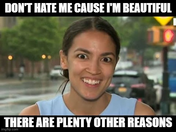 AOC - Beauty is in the Eye of the Beholder | DON'T HATE ME CAUSE I'M BEAUTIFUL; THERE ARE PLENTY OTHER REASONS | image tagged in aoc | made w/ Imgflip meme maker
