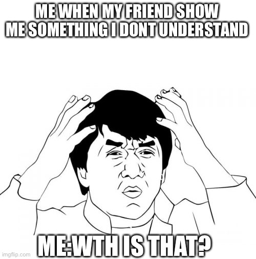 Jackie Chan WTF Meme | ME WHEN MY FRIEND SHOW ME SOMETHING I DONT UNDERSTAND; ME:WTH IS THAT? | image tagged in memes,jackie chan wtf | made w/ Imgflip meme maker
