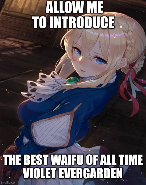 ALLOW ME TO INTRODUCE; THE BEST WAIFU OF ALL TIME

VIOLET EVERGARDEN | made w/ Imgflip meme maker
