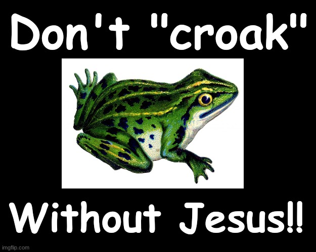 DON'T "CROAK" WITHOUT JESUS | Don't "croak"; Without Jesus!! | image tagged in jesus | made w/ Imgflip meme maker