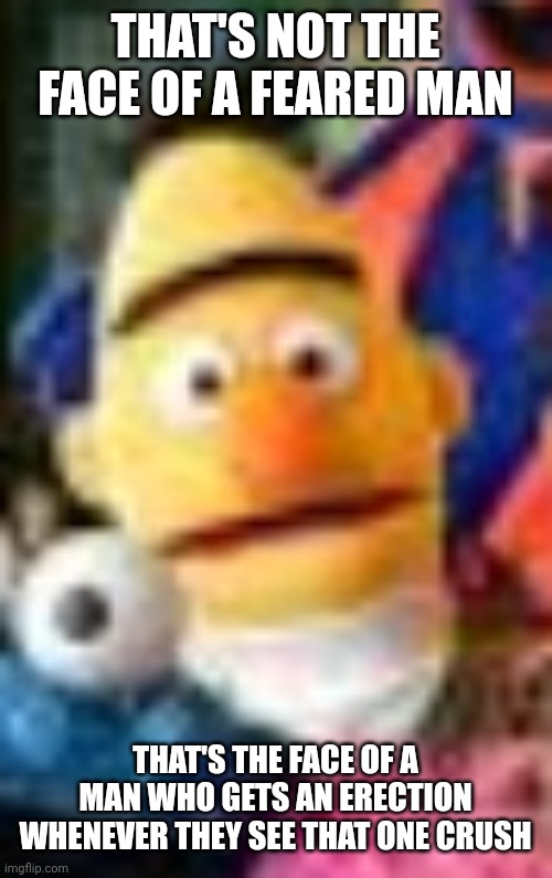 THAT'S NOT THE FACE OF A FEARED MAN THAT'S THE FACE OF A MAN WHO GETS AN ERECTION WHENEVER THEY SEE THAT ONE CRUSH | made w/ Imgflip meme maker