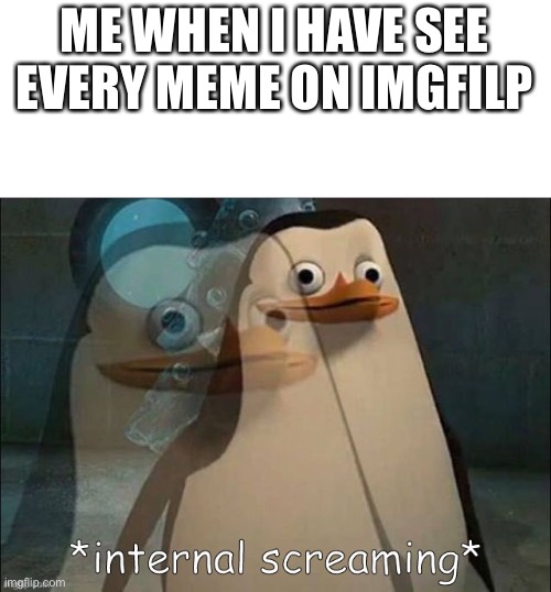 Now im bored | ME WHEN I HAVE SEE EVERY MEME ON IMGFILP | image tagged in private internal screaming | made w/ Imgflip meme maker