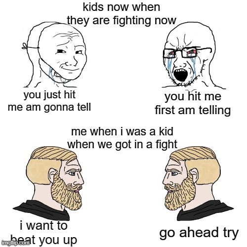 Crying wojak vs chad and baby chad Meme Generator - Imgflip