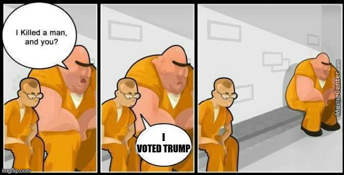 prisoners blank | I VOTED TRUMP | image tagged in prisoners blank | made w/ Imgflip meme maker